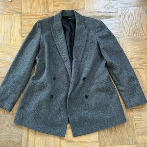 Theory Gray Wool Blend Double-Breasted Blazer 12